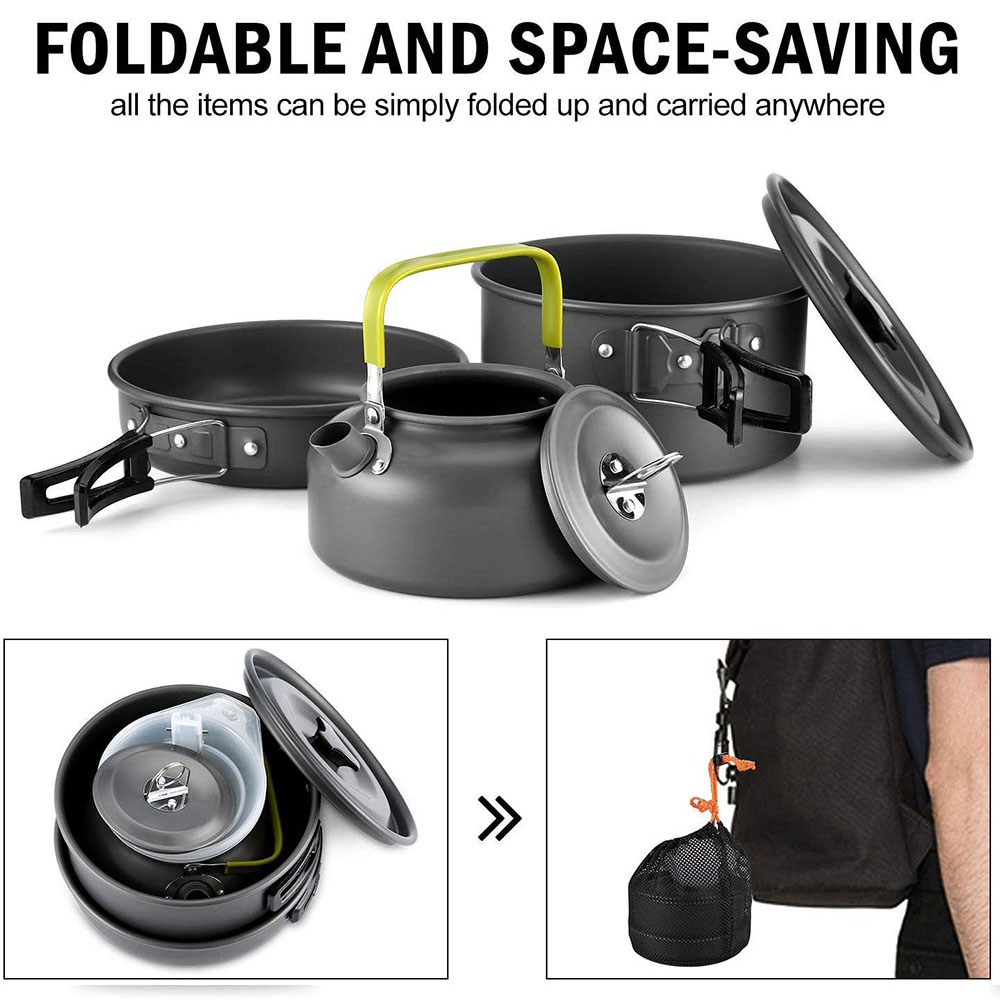 アルミ合金製のアウトドアキャンプ用調理器具セット、鍋にこびり - Camping Cooking Gear のレビューと価格