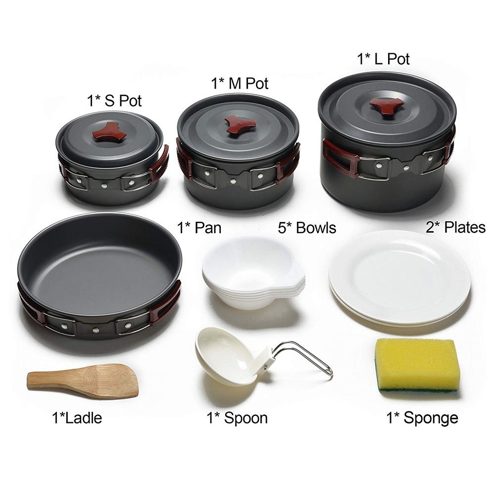 アウトドア キャンプ調理器具キット ノンスティック キャンプ - Camping Cooking Set Lightweight のレビューと価格