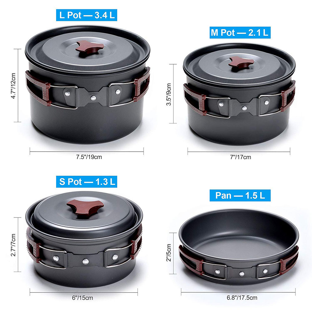 アウトドア キャンプ調理器具キット ノンスティック キャンプ - Camping Cooking Set Lightweight のレビューと価格