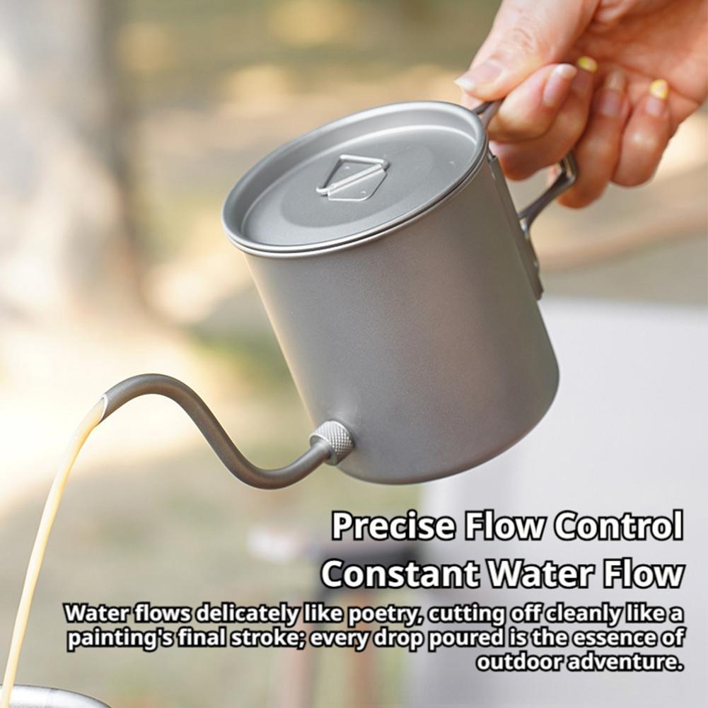 420ml純チタン製キャンプ用コーヒーケトル、グースネック式 - Camping Cooking Set Lightweight のレビューと価格