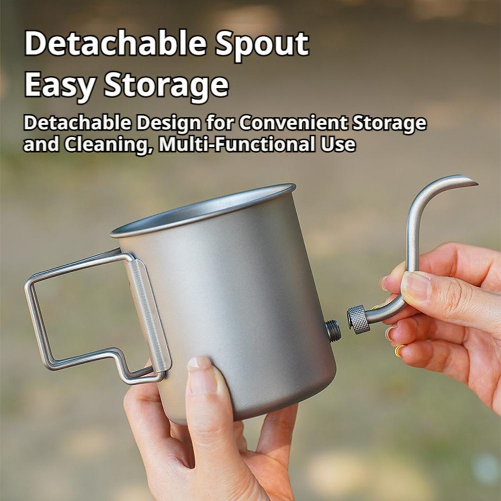 420ml純チタン製キャンプ用コーヒーケトル、グースネック式 - Camping Cooking Set Lightweight のレビューと価格